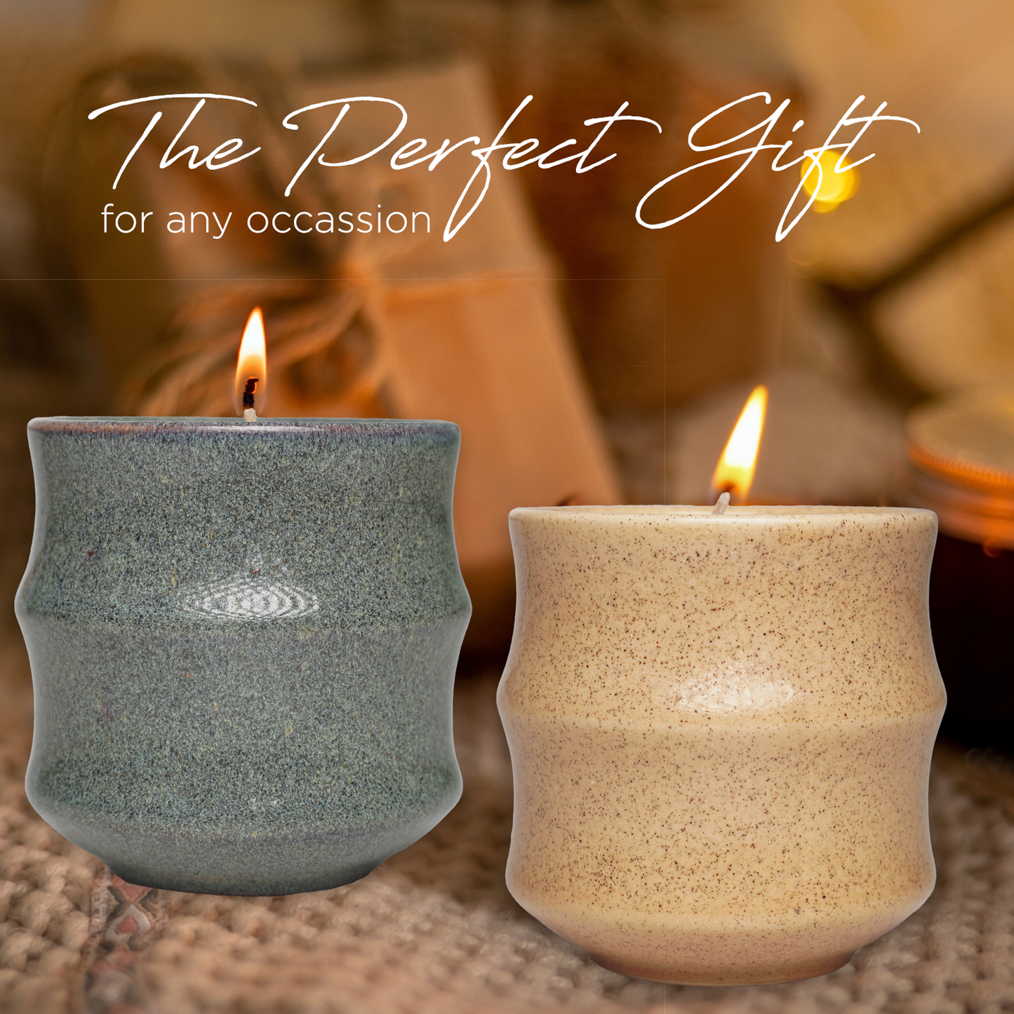 Scented Candles – Bauton Milling Set of 2 Vanilla Candles 7.5 oz Each – Long-Lasting Soy Wax Blend Spring Candles for Home - Blue + Cream Set Curva II