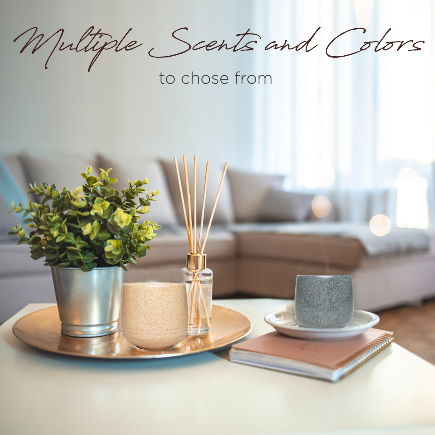 Scented Candles – Bauton Milling Set of 2 Vanilla Candles 7.5 oz Each – Long-Lasting Soy Wax Blend Spring Candles for Home - Blue + Cream Set Curva I