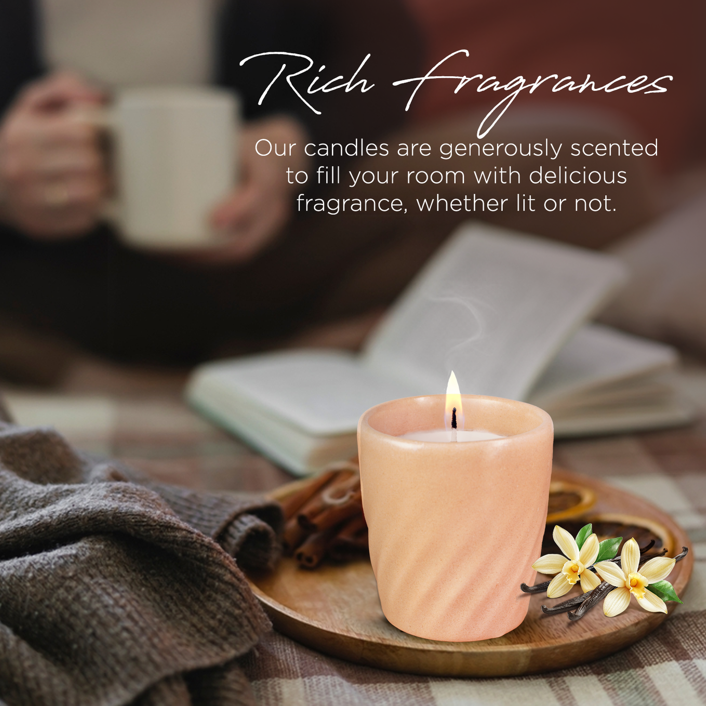 12 Oz Scented Candle Fresh Citrus Fragrance. Color: Sundown Peach