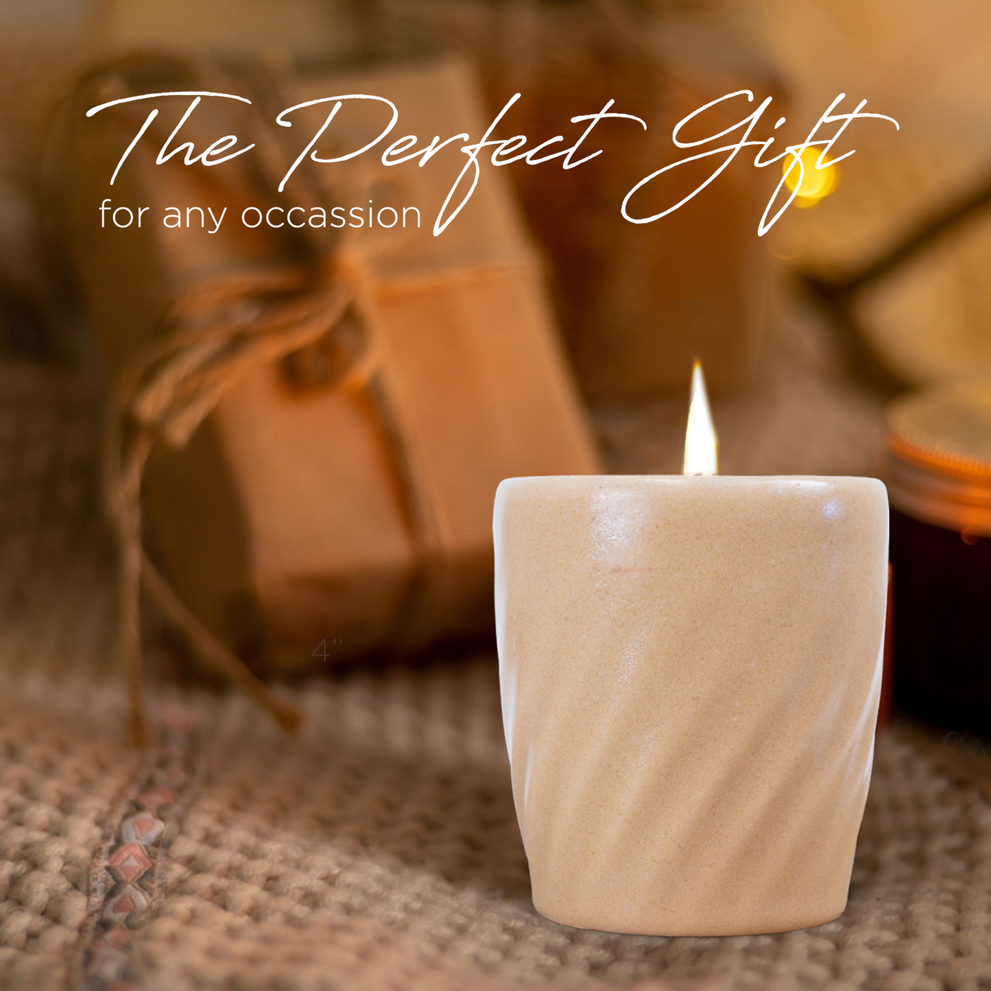 12 Oz Scented Candle Vanilla Fragrance. Color: Sundown Peach