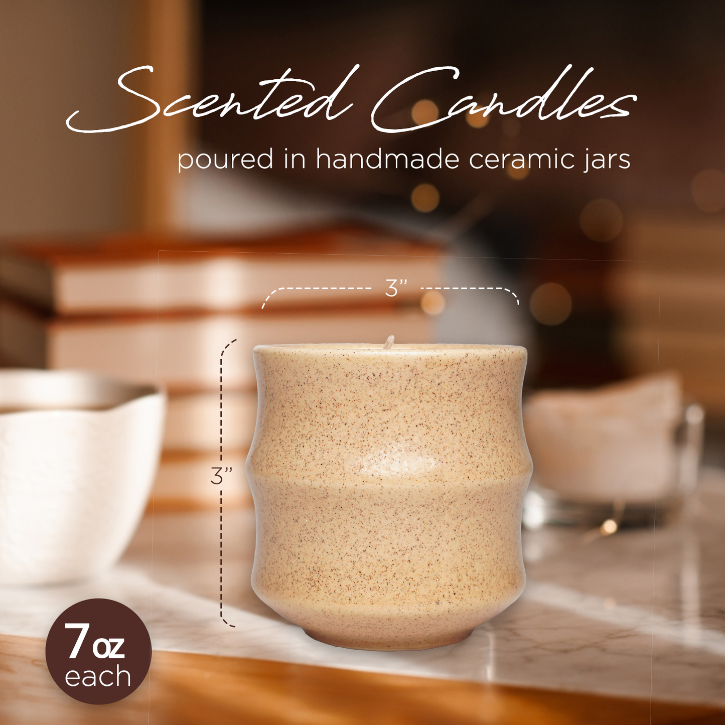 Scented Candles – Bauton Milling Set of 2 Vanilla Candles 7.5 oz Each – Long-Lasting Soy Wax Blend Spring Candles for Home - Blue + Cream Set Curva II