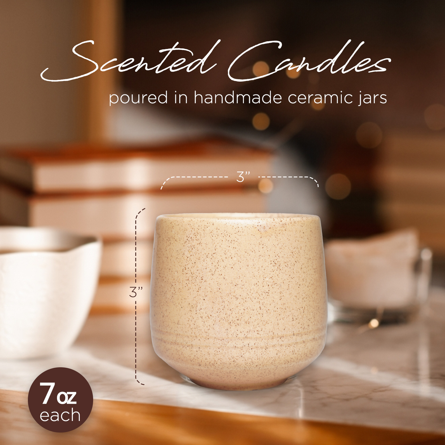 Scented Candles – Bauton Milling Set of 2 Vanilla Candles 7.5 oz Each – Long-Lasting Soy Wax Blend Spring Candles for Home - Blue + Cream Set Curva I