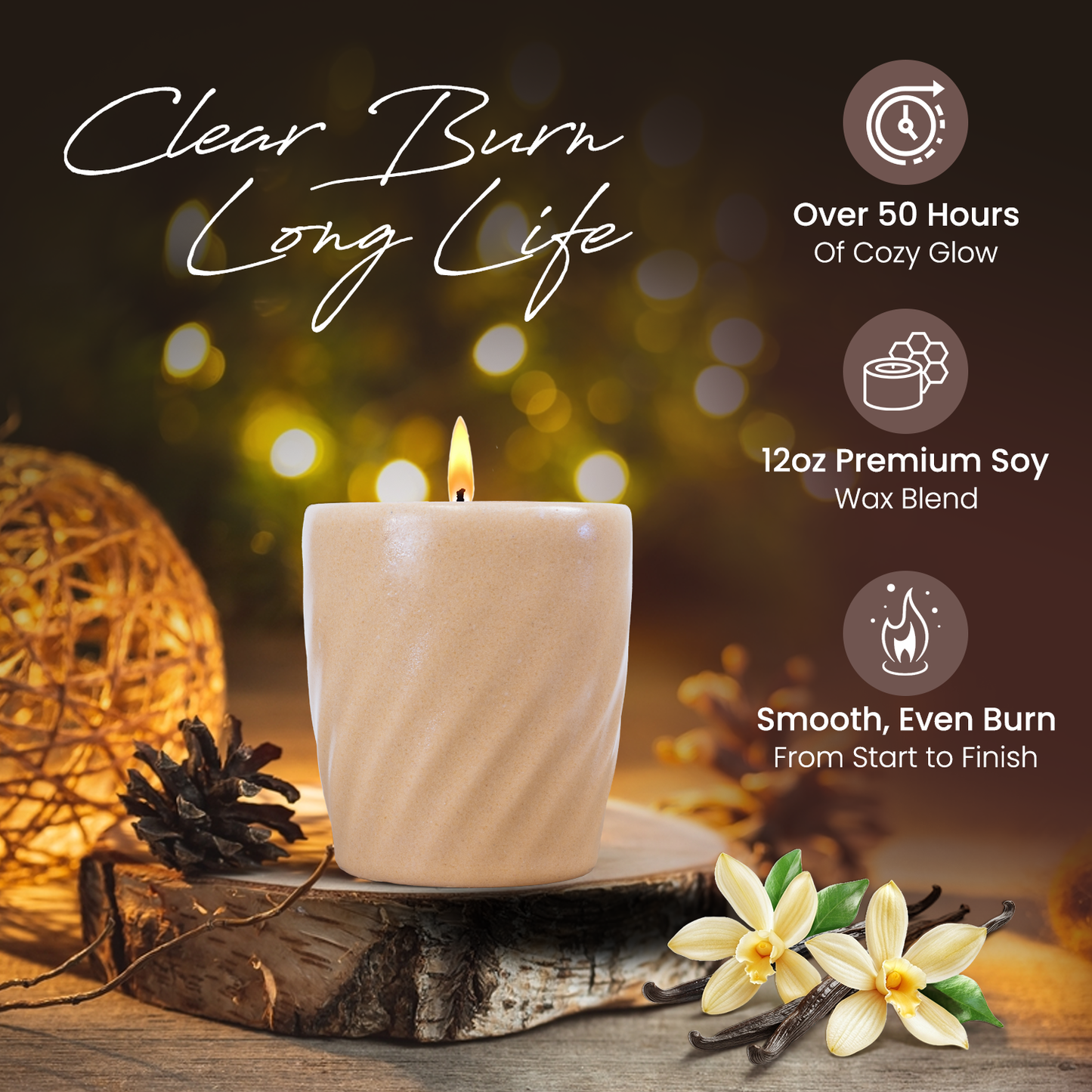 12 Oz Scented Candle Vanilla Fragrance. Color: Sundown Peach