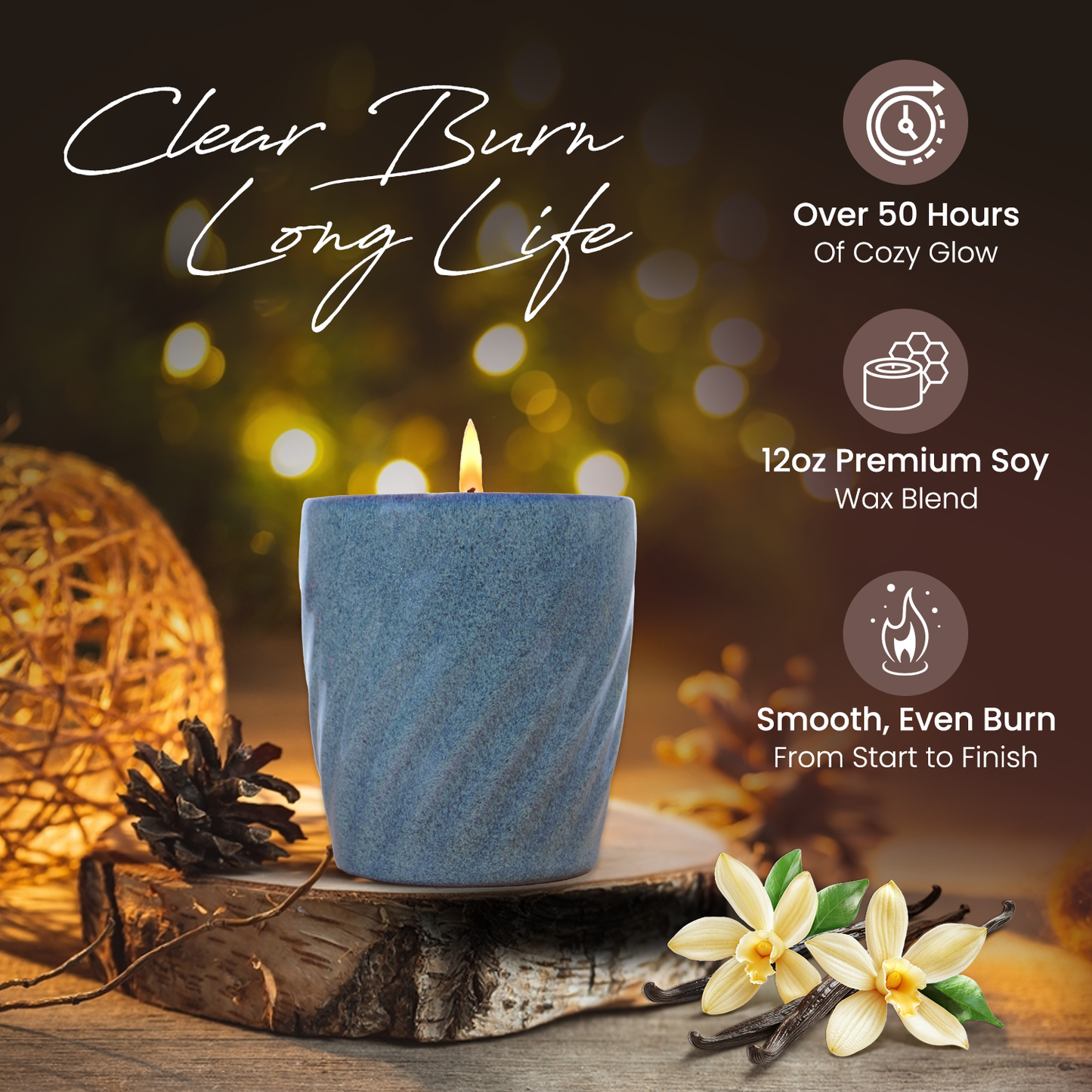 12 Oz Scented Candle Fresh Citrus Fragrance. Color: Twilight Coast Blue