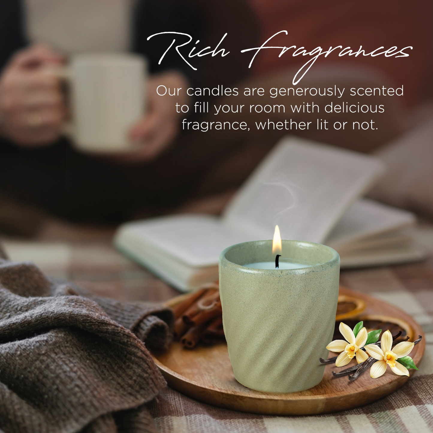 12 Oz Scented Candle Fresh Citrus Fragrance. Color: Olive Dusk Green