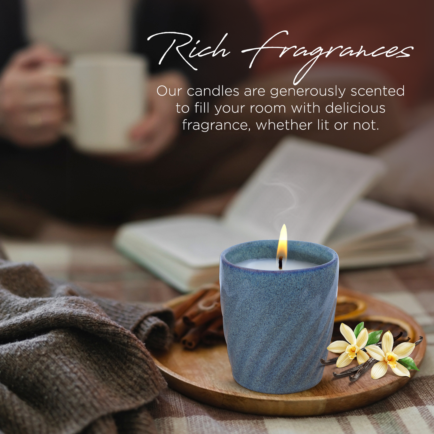 12 Oz Scented Candle Fresh Citrus Fragrance. Color: Twilight Coast Blue
