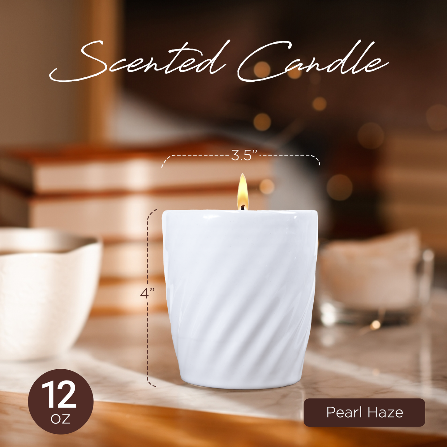 12 Oz Scented Candle Vanilla Fragrance. Color: Pearl Haze White