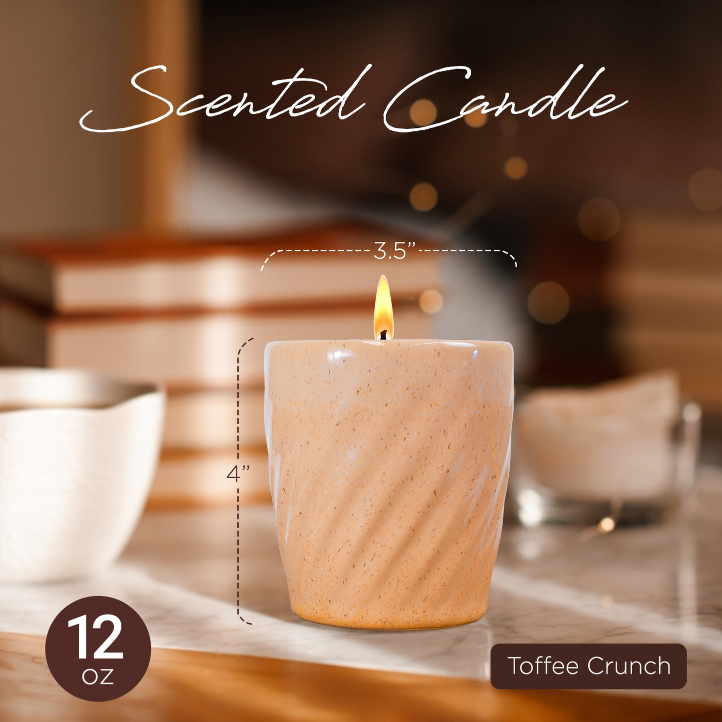 12 Oz Scented Candle Citronella Fragrance. Color: Toffee Crunch