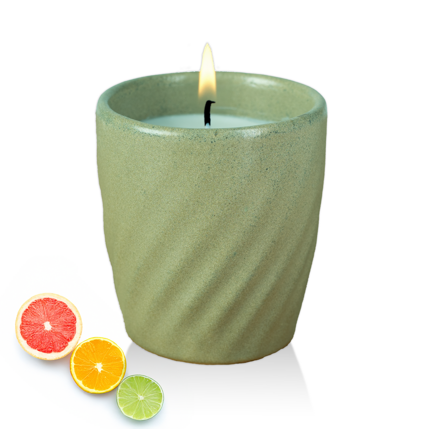 12 Oz Scented Candle Fresh Citrus Fragrance. Color: Olive Dusk Green